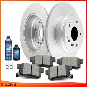 For Honda Element 2003 - 2011 Rear Slotted Brake Discs Rotors And Ceramic Pads - Picture 1 of 13
