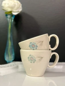 2 Vintage Taylor Smith Taylor “Ever Yours” Blue Boutonniere Coffee/tea Cups Mugs - Picture 1 of 9