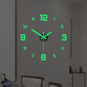 Moderno Reloj de Pared Luminoso Relojes de Cuarzo de Madera Brillan en la Oscuridad Arte Decoración del Hogar - Imagen 1 de 25