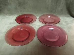 Lotto 4 piatti profondi vittoriani vetro mirtillo decorazione dorato fatti a mano - Foto 1 di 5
