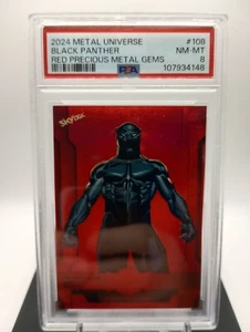 PSA 8 - Black Panther #108 PMG Red 012/100 - 2024 Marvel Metal Universe Avengers - Picture 1 of 2