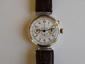 CHRONOMETRE EBERHARD-MONOPULSANTE-RUOTA A COLONNE-VALJOUX 22 GH-OVERSIZE-38,5 MM - Foto 1 di 24