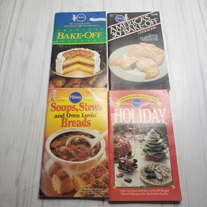 Vintage Lot of 4 Pillsbury Cooking Recipe Cookbooks Magazines Bake Off Holiday - Picture 1 of 8