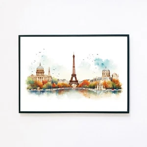 Paris Eiffel Tower Architecture Painting Illustration A5 Wall Decor Art Print - Picture 1 of 2