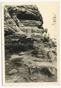 Rabenstein Zwiesel am Grenzweg 1955 - Mann im Fels LK Regen - Altes Foto 1950er - Picture 1 of 2