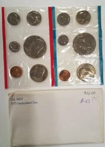 SV1275MXBBFO U.S. MINT 12 COIN YEAR 1975-P D MINT STATE SET WITH TYPE 1 DOLLARS! - Picture 1 of 9