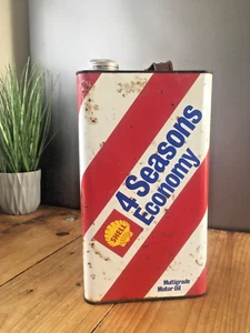 SHELL 4 SEASONS ECONOMY 1 GALLON OIL CAN PETROL SHED GARAGE SHOP DISPLAY PROP - Picture 1 of 8