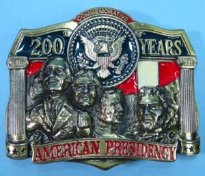 Vintage Commemorative 200 Years American Presidency Solid Brass Belt Buckle - Picture 1 of 8