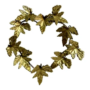 Vintage HOMCO? Goldetone Brass Leaf Leaves Heart Shaped Wall Hanging Home Decor - Picture 1 of 7