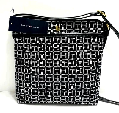 Tommy Hilfiger Crossbody Women's Shoulder Bag 25x25x3cm Black/White New - Image 1 of 4