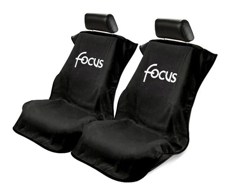Fundas de asiento de auto delanteras Seat Armour de 2 piezas para Ford Focus - tela de felpa negra Foto 1 de 1