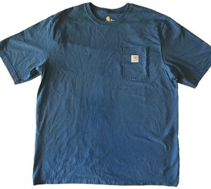 Men's Carhartt K87 Workwear Pocket T-Shirt XL Regular Teal Blue 100% Cotton - Picture 1 of 9