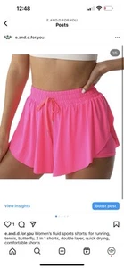 2 in 1 Flowy Sports Shorts Women Running Butterfly Short Tennis Skirts - Picture 1 of 5