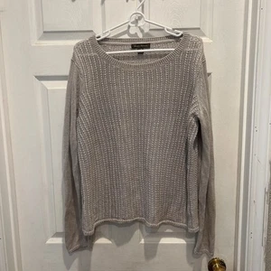 Tommy Bahama Womens Gray Open Knit 100% Linen Sweater Large Boho Beachy - Picture 1 of 8