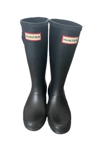 Hunter Rain Boots Kids Black Size US 1 unisex 12" - Picture 1 of 12