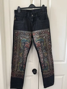 Pantalones de mezclilla Pleasures negros con estampado de alfombra talla 28 Streetwear - Imagen 1 de 7