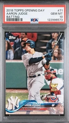 (B) Aaron Judge 2018 Opening Day #71 Batting PSA 10 GEM MINT Gold Rookie Cup - Image 1 of 2