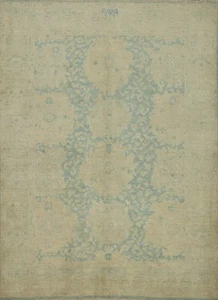 Handmade Transitional Wool Carpet Blue Floral Ziegler Vegetable Dye Rug 5x7 Ft - Picture 1 of 15