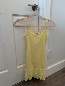 Neu mit Etikett Edikted Pointelle Rüschen Minikleid gelb Größe XS - Bild 1 von 14