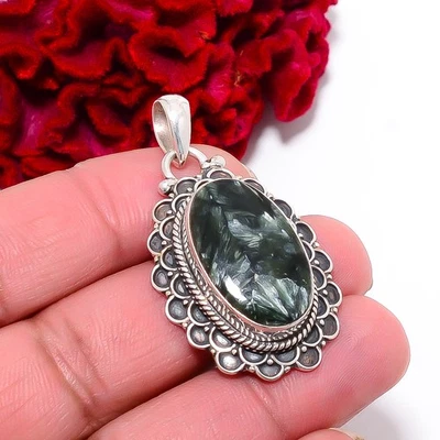 Serafinita - Colgante de plata de ley 925 hecho a mano de diseñador ruso 1,79" P99920 Foto 1 de 4