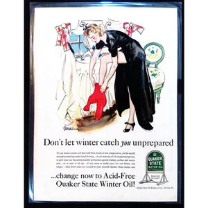 Quaker State Oil 1939 Print Ad Poster Laminated Dressing Woman 11"X14" - Imagen 1 de 3