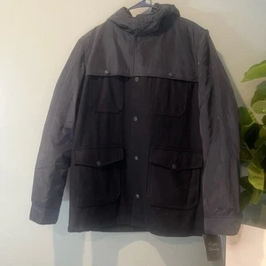 English Laundry Coat Wool Utility Navy Hooded Button Jacket Men's Size XL NWT - Picture 1 of 6