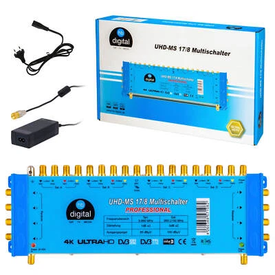 Digital SAT Multiswitch Multischalter Sat Verteiler 17/8 FullHD HDTV 3D HD+ 4K - Bild 1 von 4