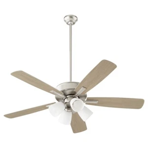 Quorum Ovation 4 Light Ceiling Fan, Satin Nickel/Satin Opal - 4525-465 - Picture 1 of 1