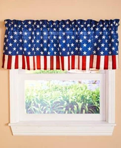 PATRIOTIC AMERICAN FLAG 60"W x 18"L BATHROOM KITCHEN WINDOW CURTAIN VALANCE - Picture 1 of 1
