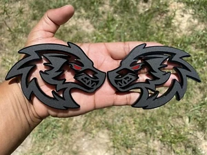 Red Eye Wolf Car Emblem Badges Matte Black Custom New - Picture 1 of 4