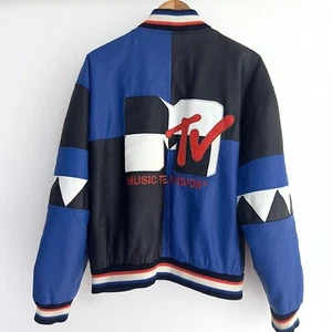 Vintage 1992 MTV Jacke Herren Medium Leder Bomber Varsity Letterman Rap 90er RAR - Bild 1 von 11