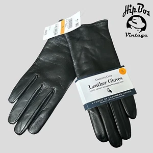 Charter Club Womens Leather Gloves Tech Gloves Touch Compatible Black Size XXL - Picture 1 of 3