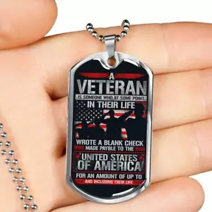 Veterano regalo militare veterano scritto assegno bianco etichetta cane di lusso per papà nonno - Foto 1 di 8