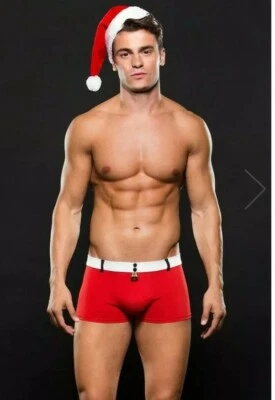 Conjunto de Disfraz de Boxer y Sombrero Botín Pequeño Ayudante de Papá Noel Adulto Talla L/XL Foto 1 de 4