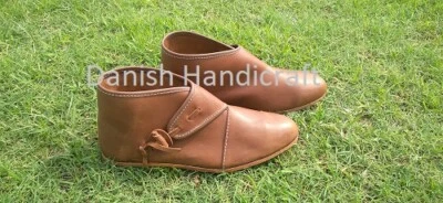 Medieval Era leather One button witn lace boots pair new unique footwear for uni - Image 1 of 4