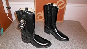 Vintage ACME schwarz Leder Motorradstiefel 9090 Größe 12D Herren Cowboy Kleid Neu mit Etikett - Bild 1 von 6