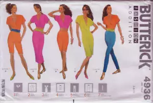 Vintage1990 Sewing Pattern Butterick 4936 Easy Dress Top Skirt Shorts Pants HTF - Picture 1 of 3