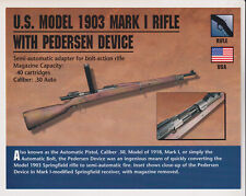 U.S. MODEL 1903 MARK I RIFLE WITH PEDERSON DEVICE Classic Firearms PHOTO CARD
