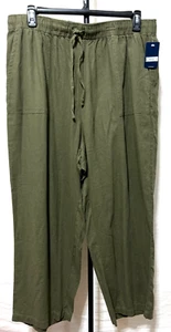 Lucky Brand Damen Leinenmischung Efeu Khaki Hose Large Elastischer Bund Neu Neu mit Etikett - Bild 1 von 8