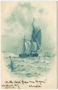 SAILING SHIP  - Early Art Postcard 129mm x 83mm - Picture 1 of 2
