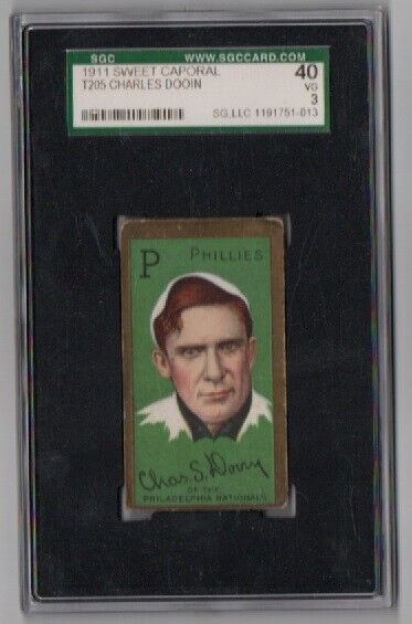 1911 T205 Gold Border Charles Red Dooin Phillies Sweet Caporal SGC 3
