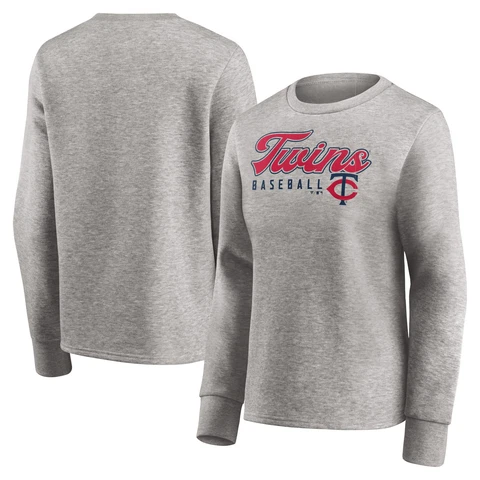 Women's Fanatics Branded Heathered Gray Minnesota Twins Crew Pullover Sweater Cover