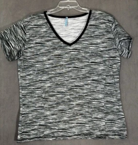 Ashley Blue Athletic Top Stretchy Short Sleeves Black Gray White Yoga Hiking 1X - Picture 1 of 7