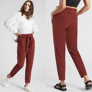 Athleta 4 Skyline Paperbag Pant In Terra Cotta Cognac Size 2 - Picture 1 of 15