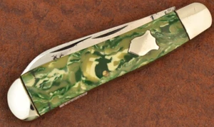 VINTAGE c1920s FEDERAL KNIFE COMPANY SYRACUSE NY GREEN DOGLEG JACK KNIFE (19740 - Picture 1 of 5