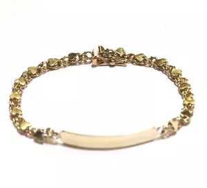 Pulsera de oro amarillo de 14k para identificación infantil corazón encanto cadena eslabón pulsera 3,9 g 5,5" - Imagen 1 de 6