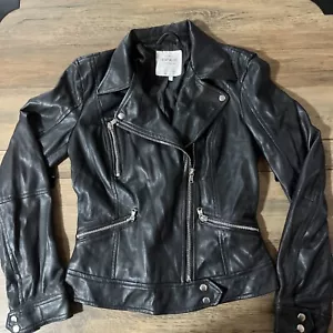 Zara Faux Leather Biker Moto Black Zipper Jacket XS Extra Small - Bild 1 von 12