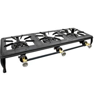 Cocina Portátil Cocina Exterior Camping Triple Quemador Estufa de Hierro Fundido con Patas de 4" - Imagen 1 de 8