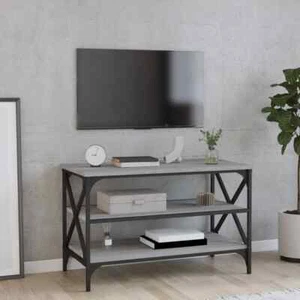 Wooden Entertainment Unit TV Stand Cabinet Console Storage Rack Shelf Table Grey - Picture 1 of 11
