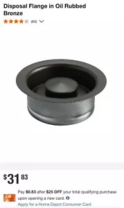 GENUINE Kohler R11352-C-BRZ Disposal Flange/Plug/Cover/Lid in Oil Rubbed Bronze - Picture 1 of 1